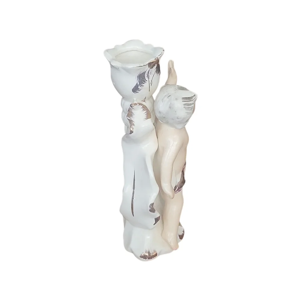 Vintage Cherub Porcelain Candle Stick Holder